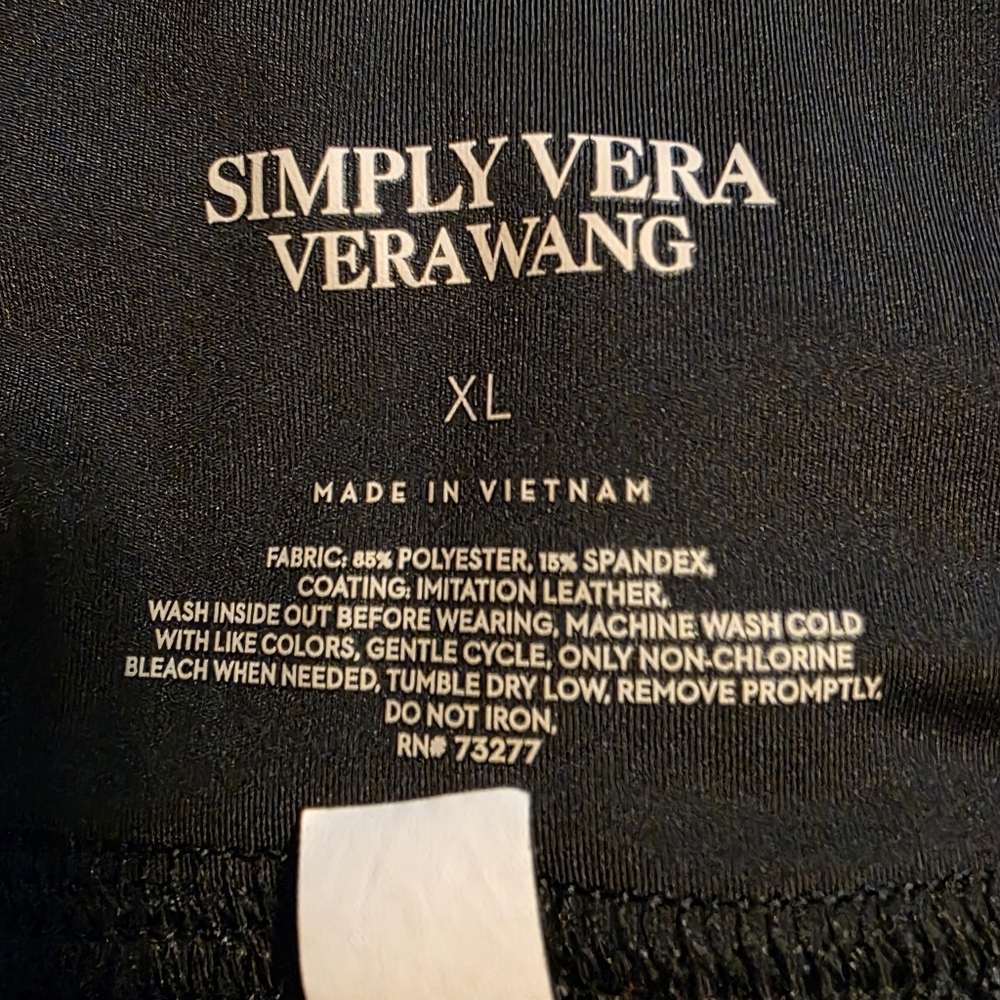 Simply Vera Wang Imitation Leather High Rise Leggings With Crossover Waist - Picture 6 of 6